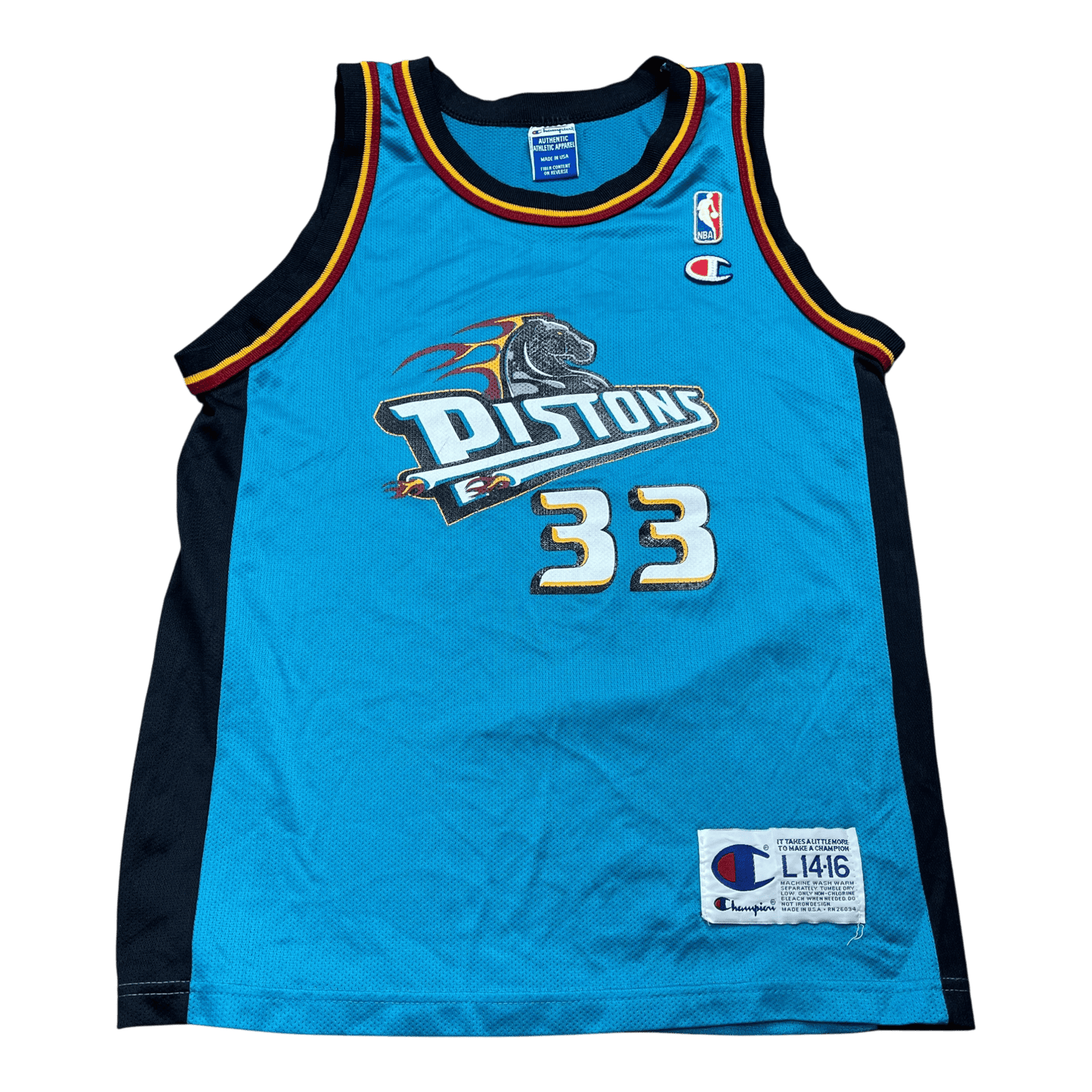 Vintage NBA Detroit Pistons Grant Hill #33 Champion Jersey - Used/Worn