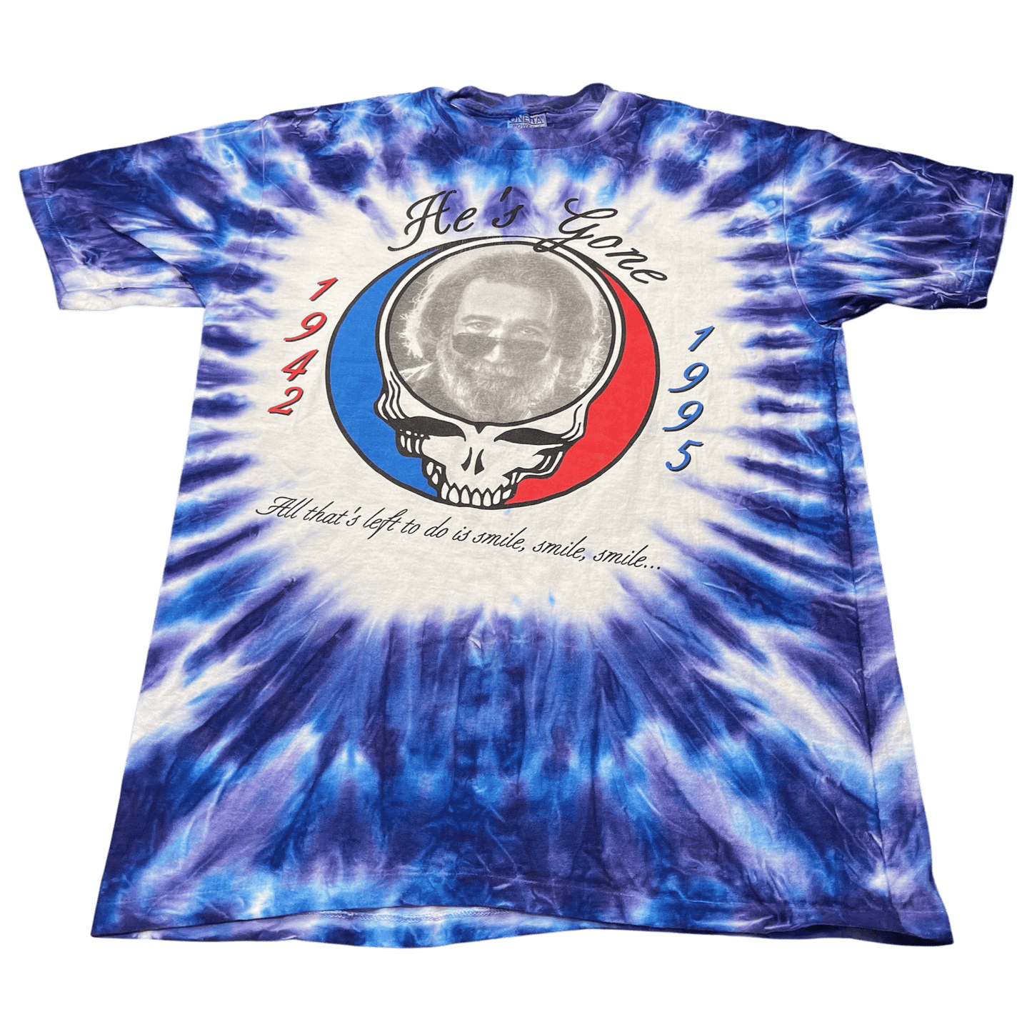 Vintage Jerry Garcia 1995 Memorial Grateful Dead Tie-Dye T-Shirt - Used/Worn