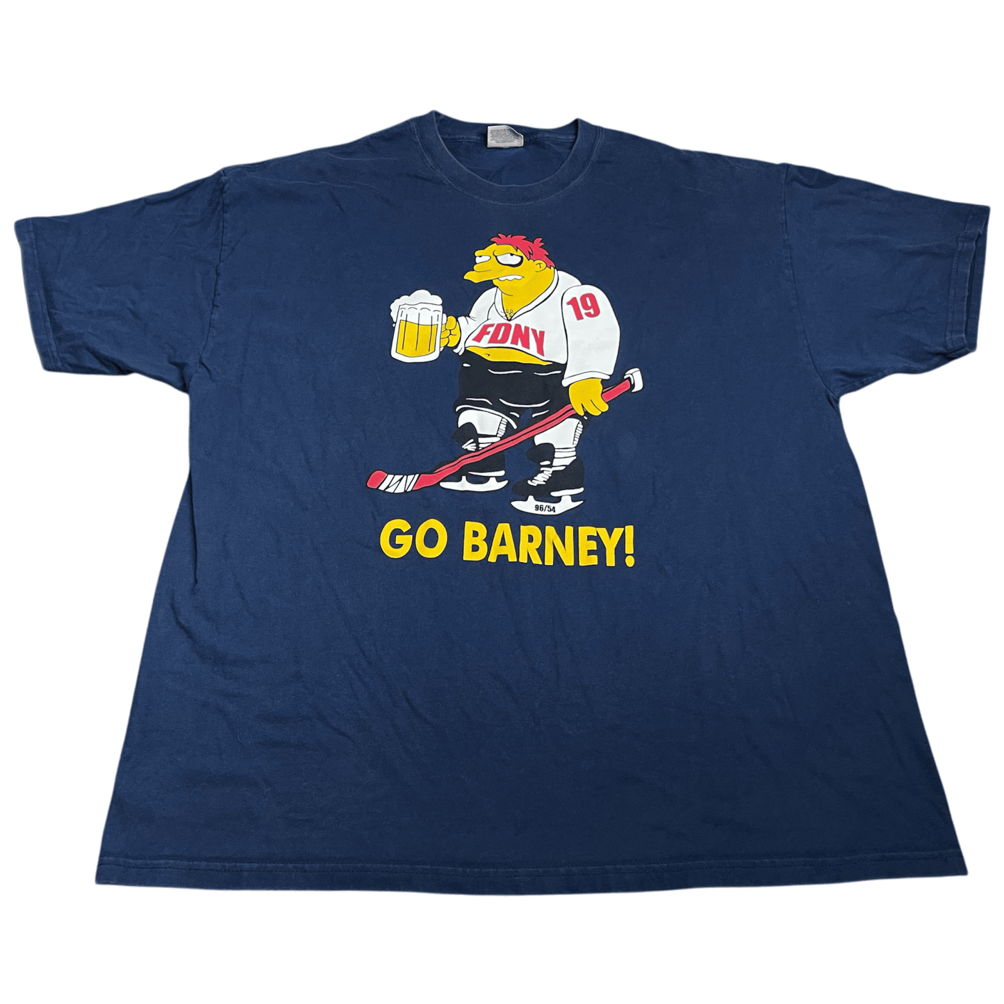 Vintage The Simpsons "Go Barney!" FDNY T-Shirt - Used