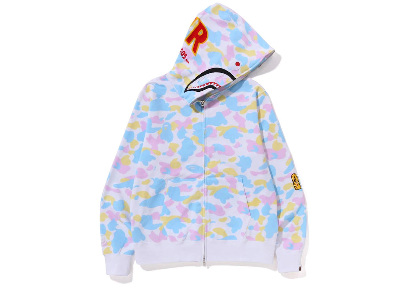 BAPE New Multi Camo 2nd Shark Full Zip Hoodie White