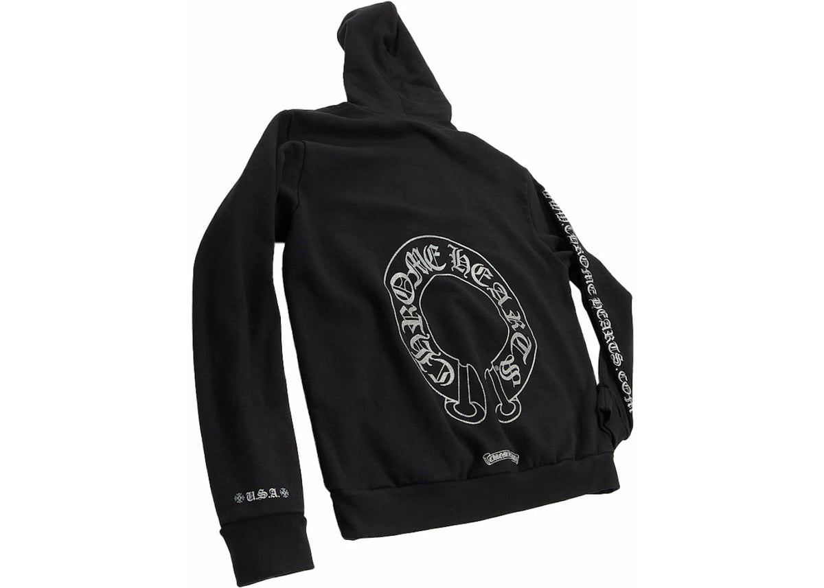 Chrome Hearts Silver Glitter Hoodie Black - Used