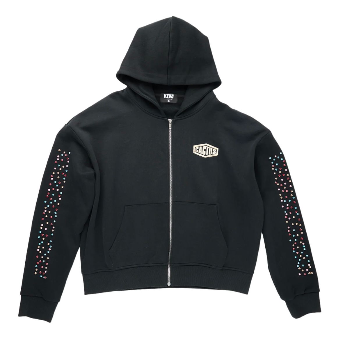 AZVA Crytsal Cactus Zip Hoodie Black