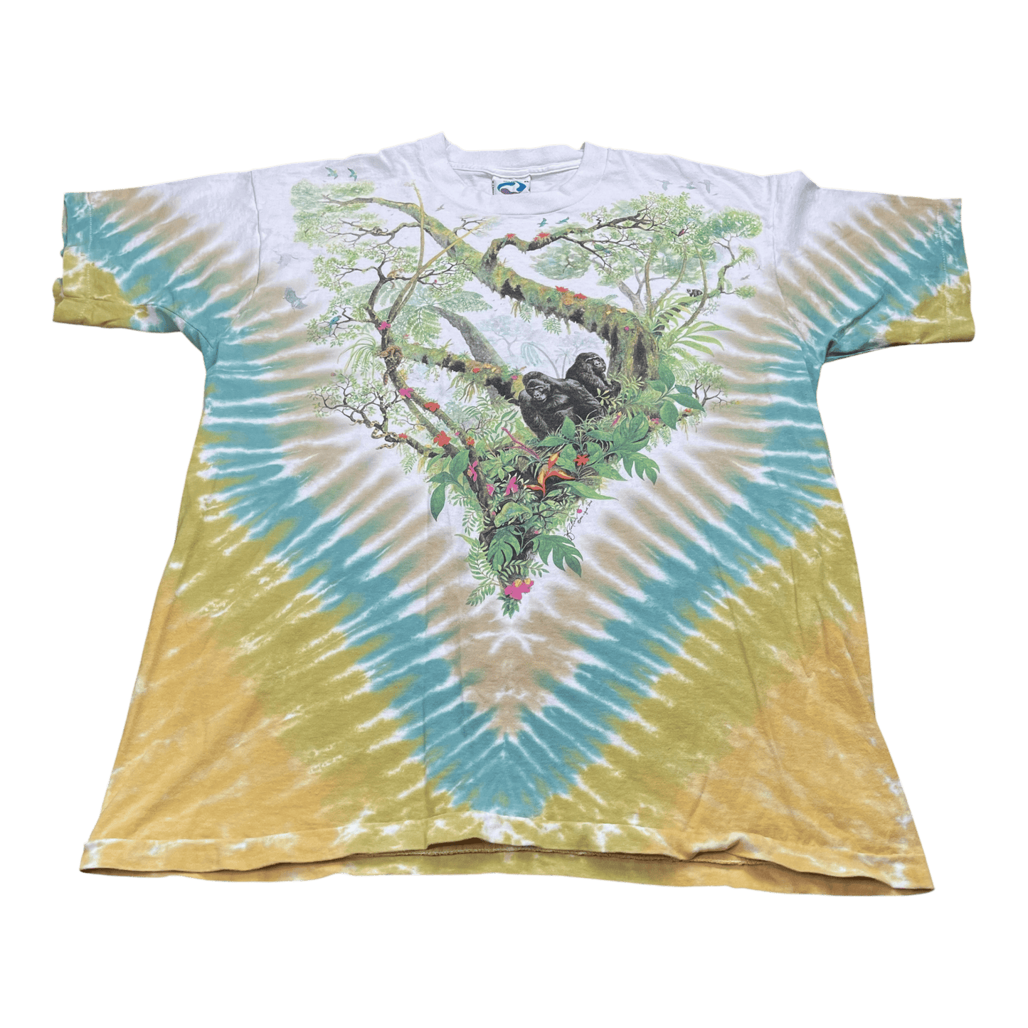 Vintage Rain Forest Nature Liquid Blue Tie-Dye AOP T-Shirt - Used/Worn