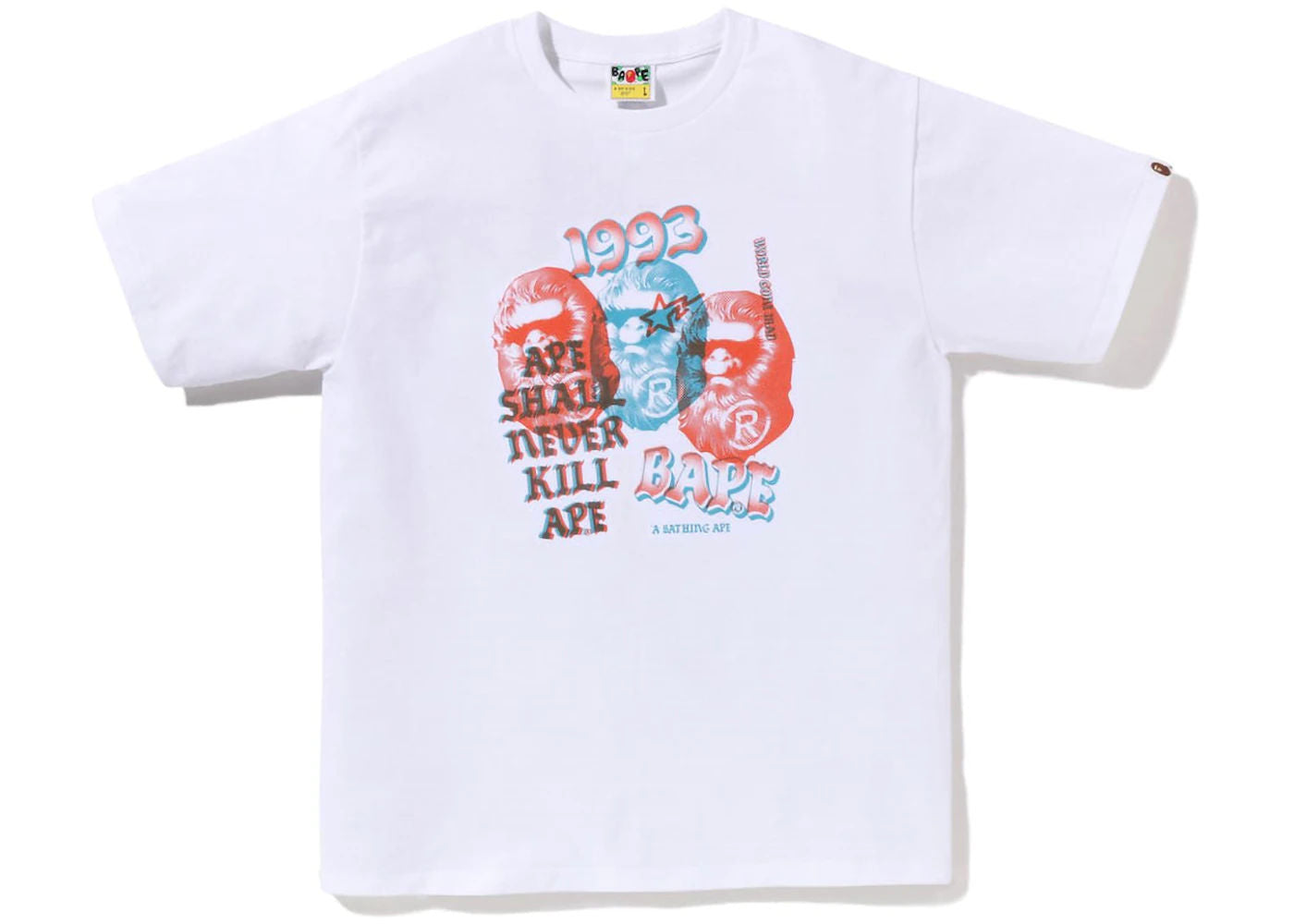 BAPE Pigment Three Ape Head Tee White