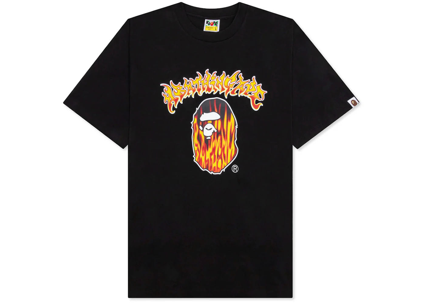 BAPE Mad Flame Ape Head Relaxed Fit Tee Black
