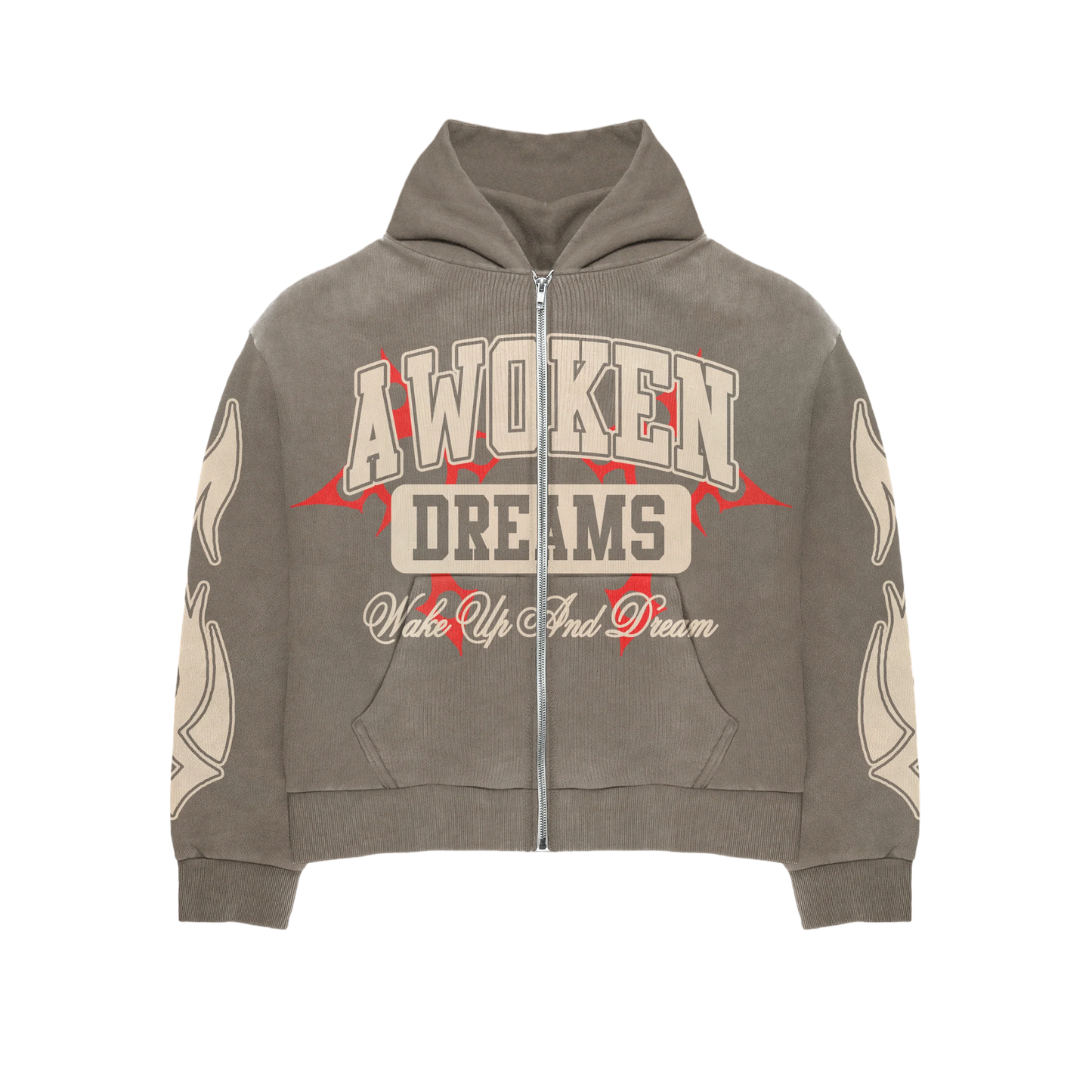 Awoken Dreams Wake Up And Dream Zip Up Grey