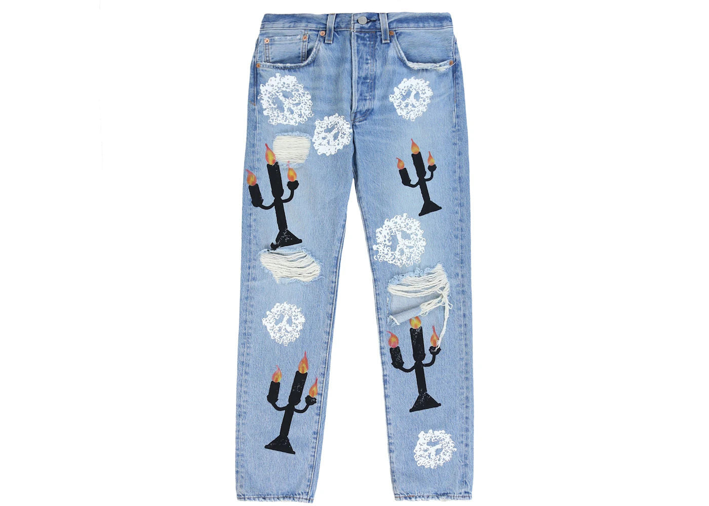 Denim Tears x Virgil Abloh "Message in a Tear" Printed Jeans Blue - Used