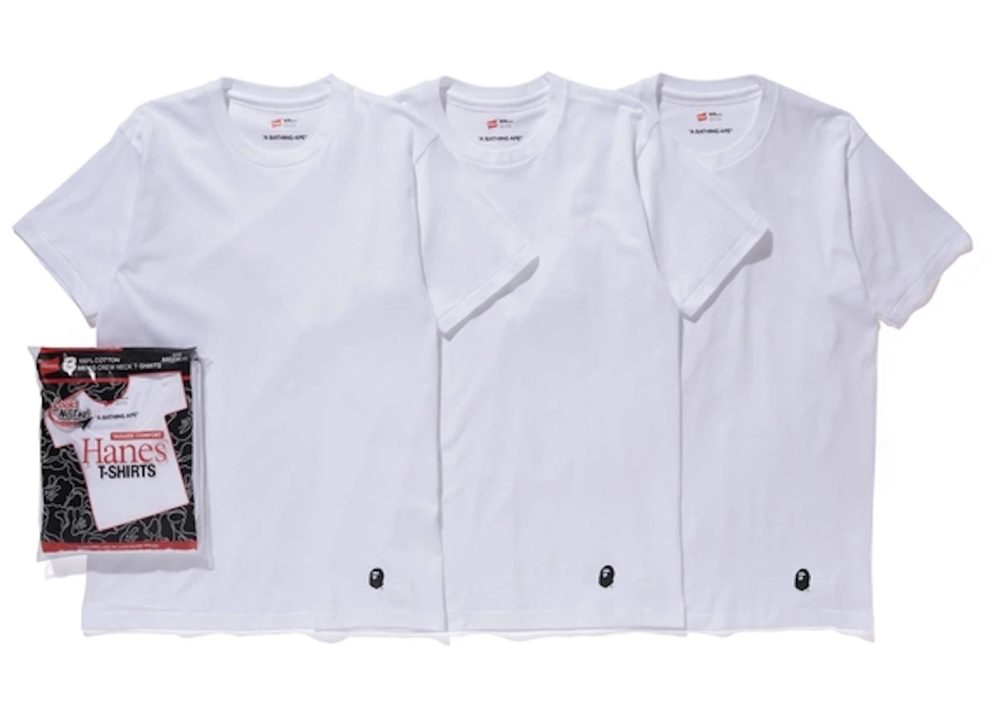 BAPE X Hanes T-shirts (3-Pack) White