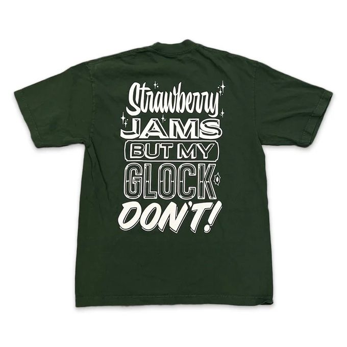 Strawberry Jams But My Glock Don't Forest Green Rcade T-Shirt