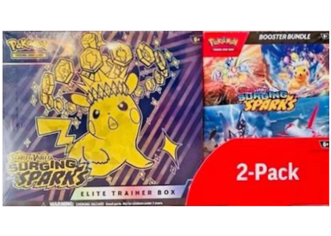 Pokemon Surging Sparks Elite Trainer Box & Booster Bundle Costco 2-Pack 2025 Pokémon Scarlet & Violet