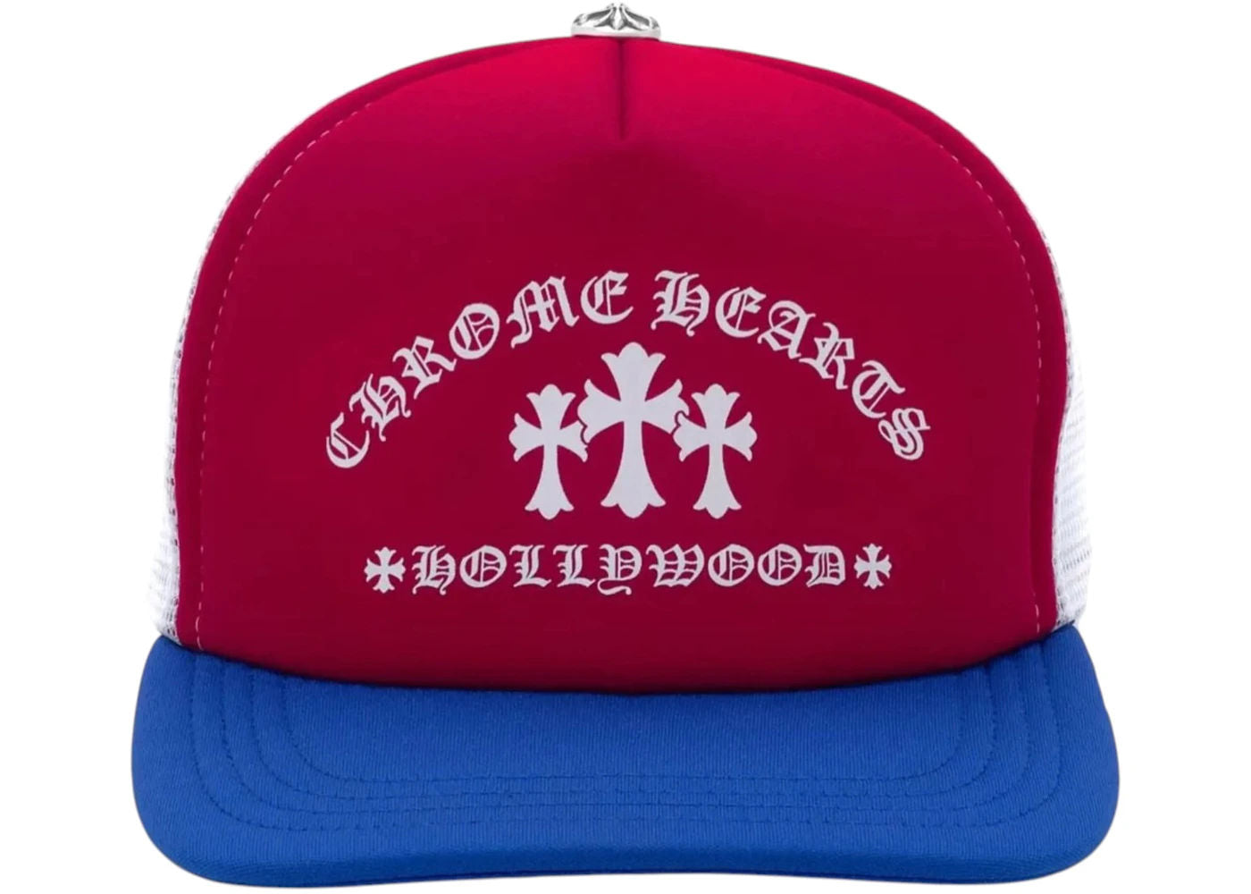 Chrome Hearts Cemetery Cross Hollywood Trucker Hat Red/White/Blue