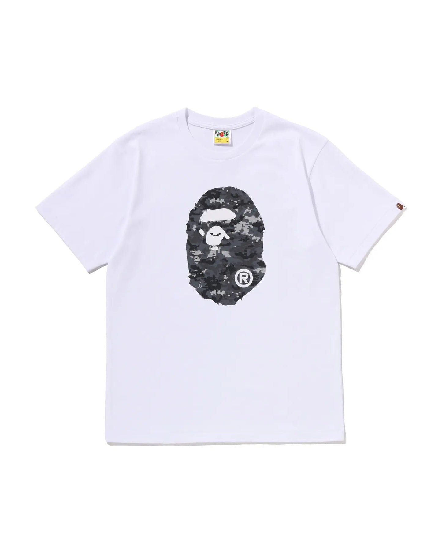 BAPE Multi Pixel Camo Ape Head Tee White Grey