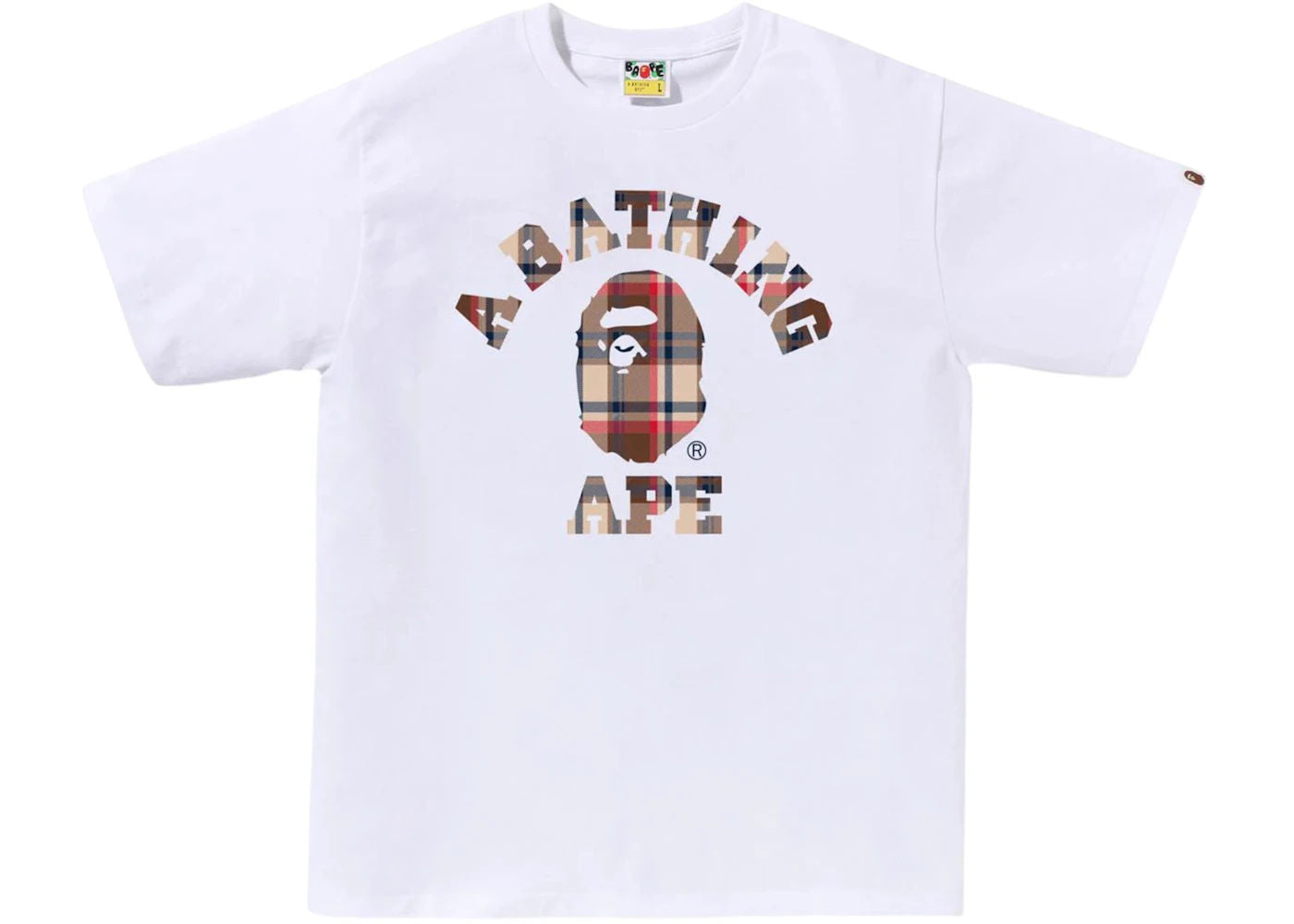 BAPE Check College Tee (FW25) White/Red