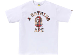 BAPE Check College Tee (FW25) White/Red