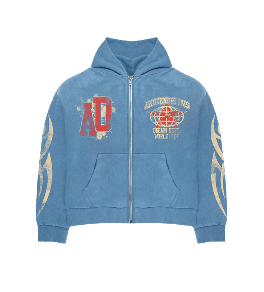 Awoken Dreams Varsity Zip-Up Blue