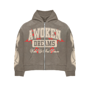 Awoken Dreams Wake Up And Dream Zip Up Grey