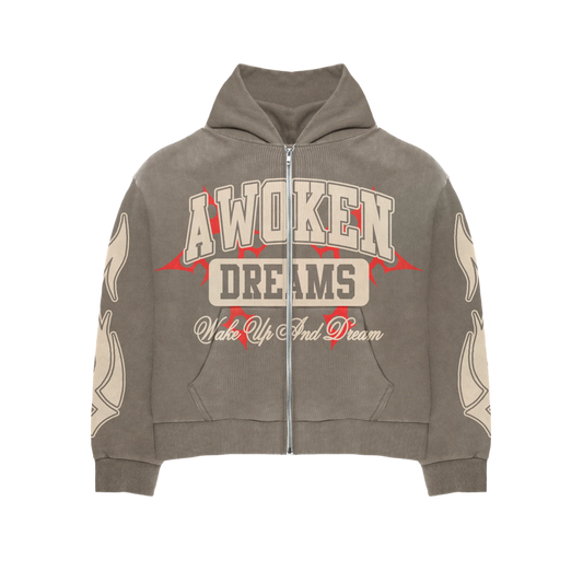 Awoken Dreams Wake Up And Dream Zip Up Grey