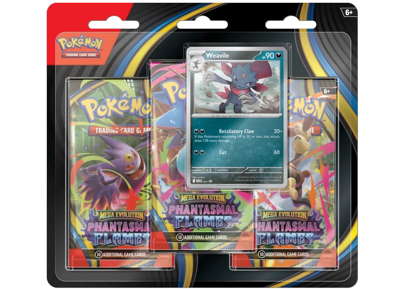 Pokemon Phantasmal Flames Weavile 3Pk Booster Blister 2025 Pokémon Mega Evolution
