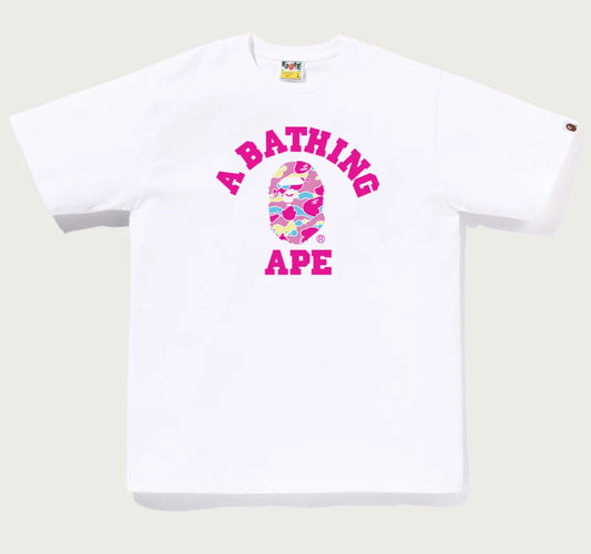 BAPE Sta Camo College Tee White/Pink
