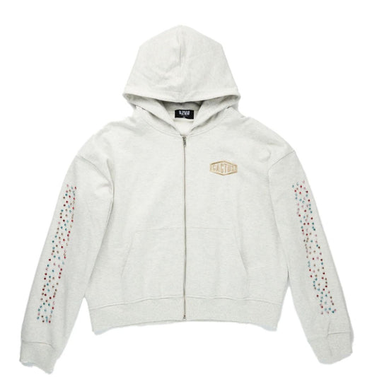 AZVA Crystal Cactus Zip Hoodie Grey