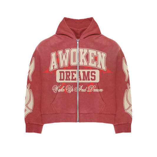 Awoken Dreams Wake Up And Dream Zip Up University Red