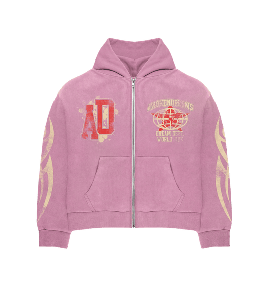 Awoken Dreams Varsity Zip-Up pink