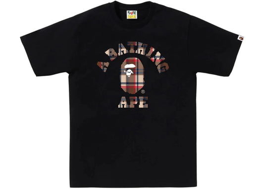 BAPE Check College Tee (FW25) Black/Red