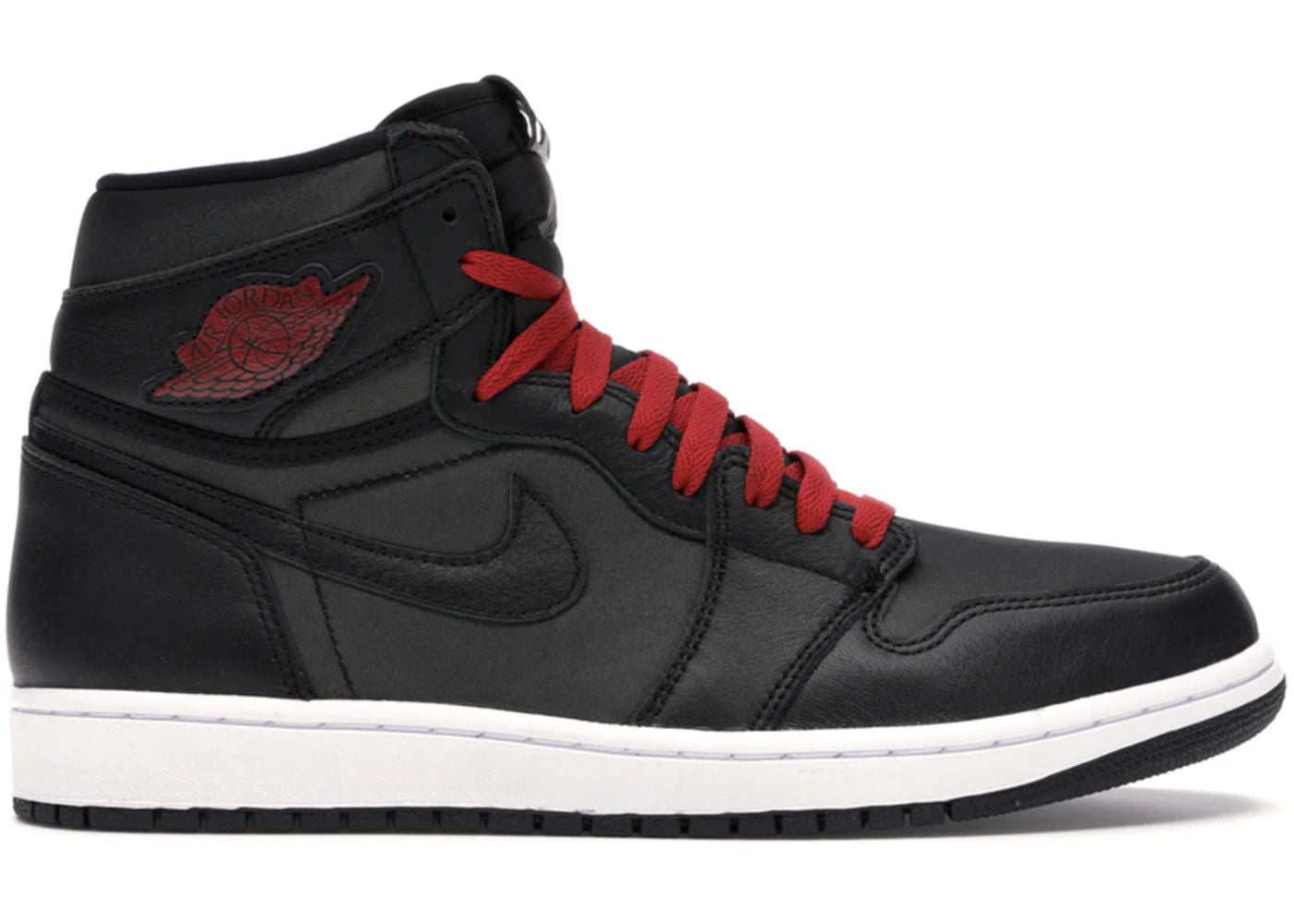 Jordan 1 Retro High Black Satin Gym Red - Used