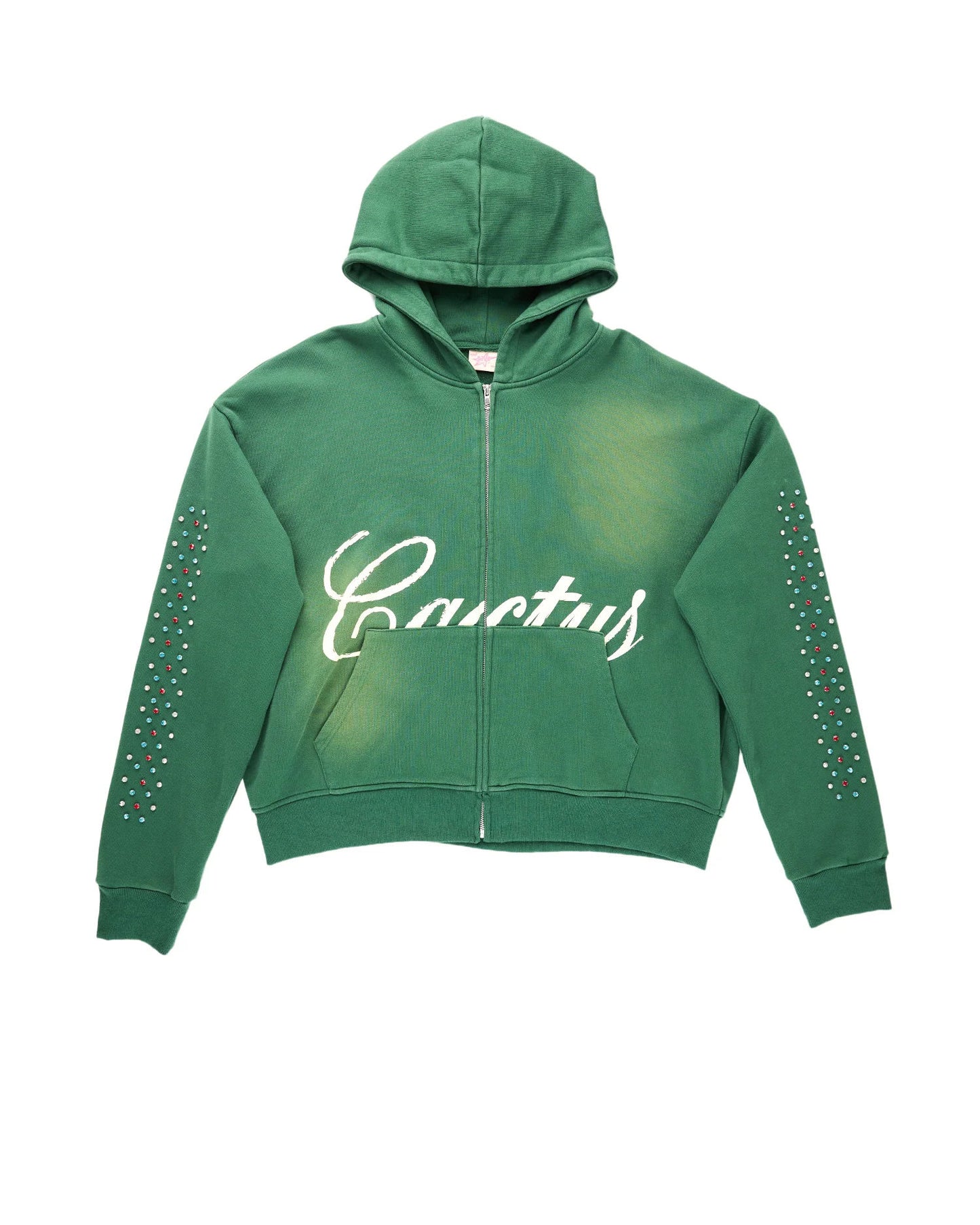 AZVA Hidden Crystal Zip Hoodie Green