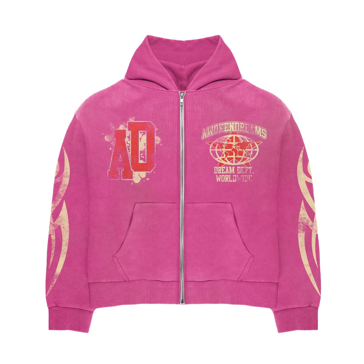 Awoken Dreams Varsity Zip-Up Hot Pink