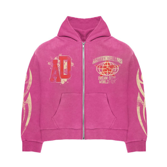 Awoken Dreams Varsity Zip-Up Hot Pink
