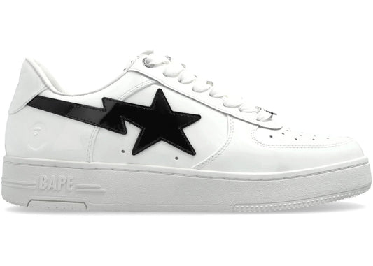 A Bathing Ape Bape Sta #1 White Black Patent Leather