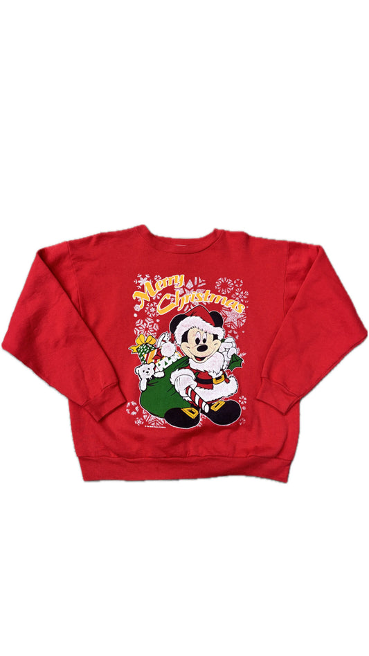 Vintage Mickey Santa Crewneck Red - Used