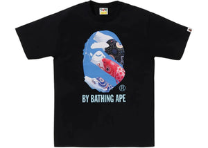 BAPE Carp Photo By Bathing Ape Tee Black