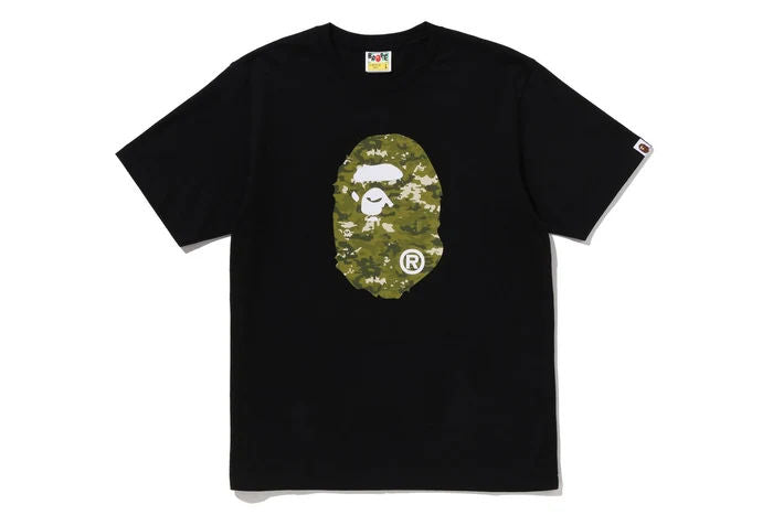 BAPE Multi Pixel Camo Ape Head Tee Black Green