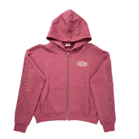 AZVA Crytal Cactus Zip Hoodie Raspberry