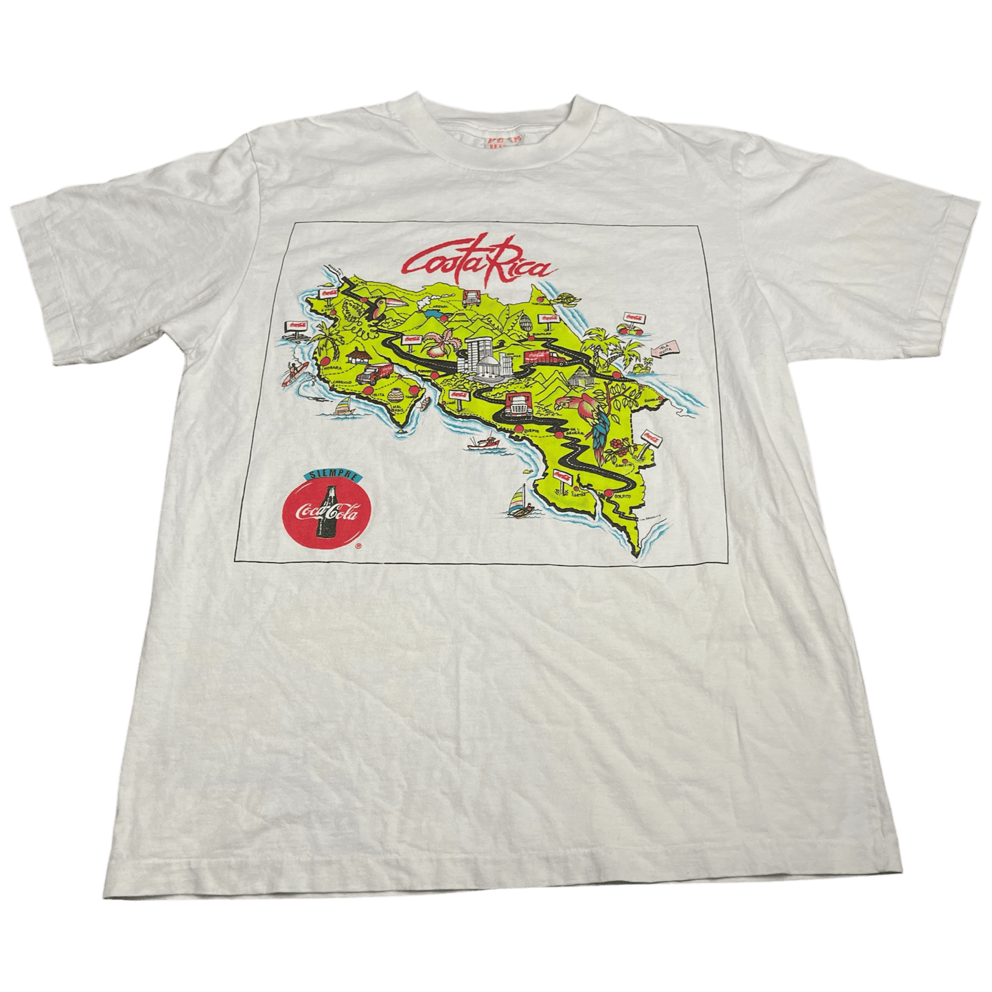 Vintage Coca-Cola Costa Rica Map T-Shirt - Used