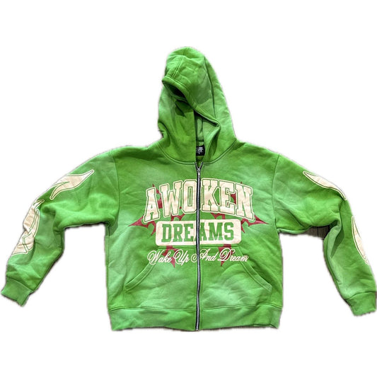 Awoken Dreams Wake Up And Dream Zip Up Neon Green