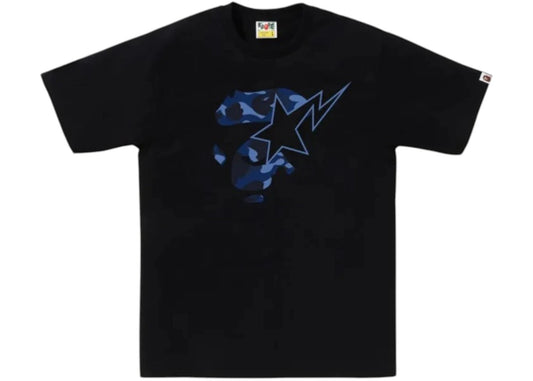 BAPE Color Camo Ape Face Sta Tee White Blue