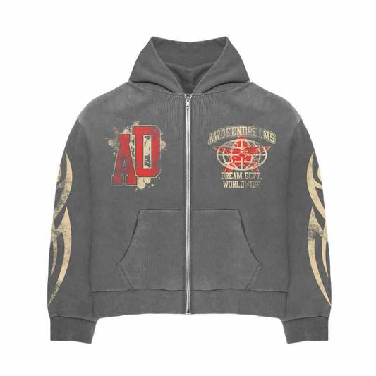 Awoken Dreams Varsity Zip-Up Grey